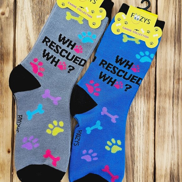Unisex Canine Foozys Socks - Who rescued who? - Picture 1 of 2